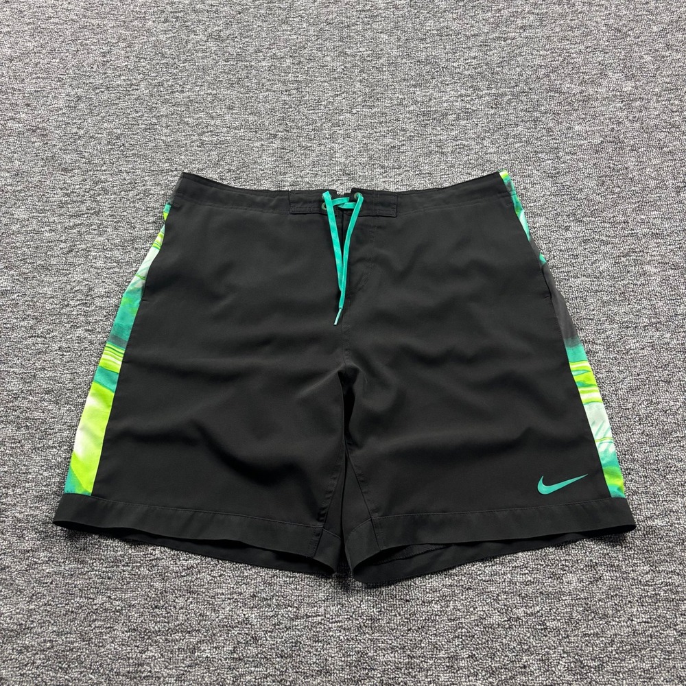 Y2K 2000s Nike Neon Board Shorts Black/Green Men's Size XXL
